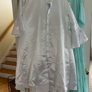 White satin coat/shirt dress/dress all in one .